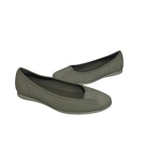 Ecco Flats Touch Ballerina Gravel Beige Leather Casual Comfort Vacation 38/7-7.5